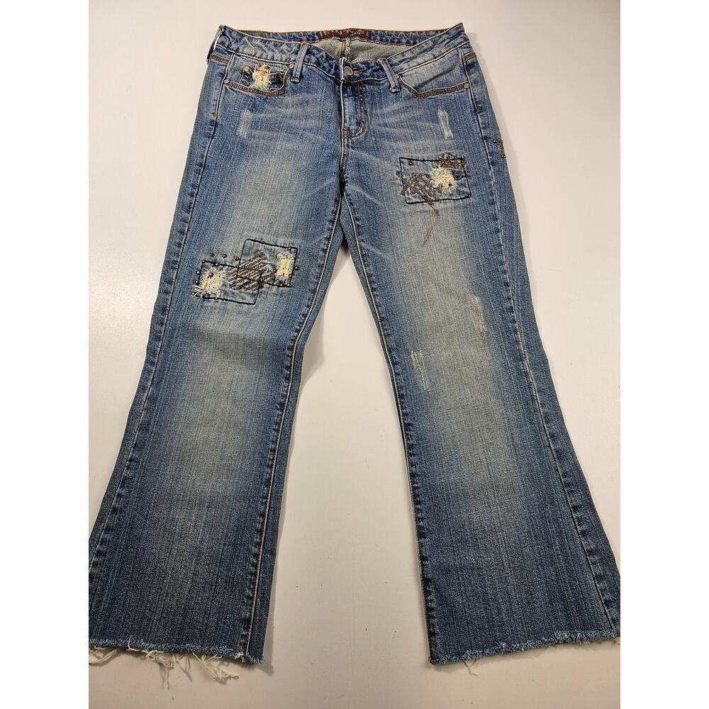 Hint Jeans Size 11 Short Patchwork Distressed Raw Hem